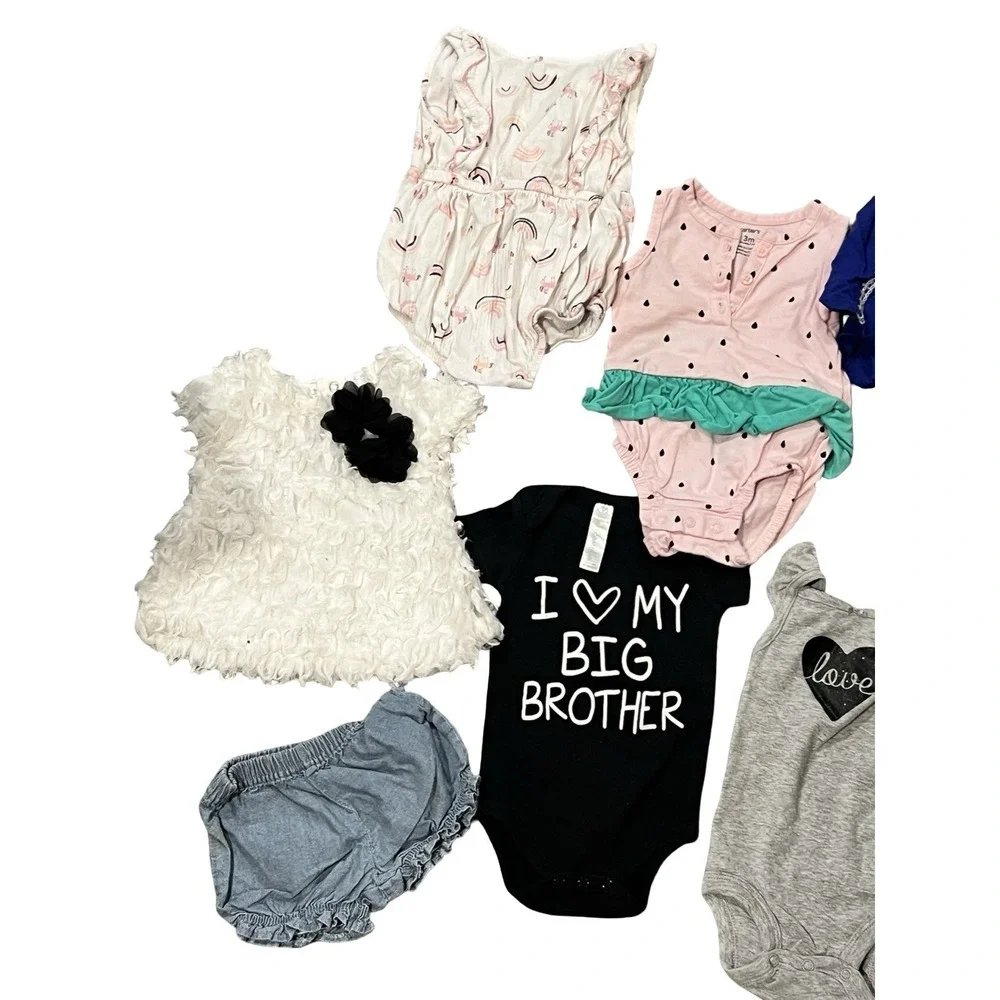 Baby Girl‎ 0-3 Mos Carters Guess Old Nany Pink Outfits Tops Lot of 10 Items